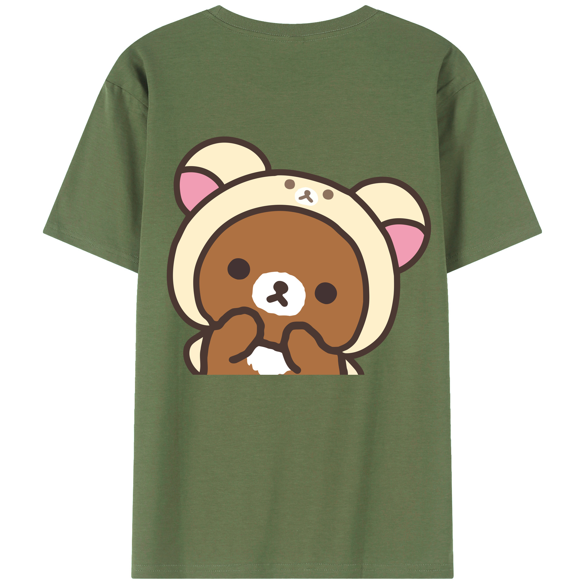 （画像用） リラックマ リラックマ キイロイトリ Rilakkuma Korilakkuma Kiiroitori 綿100％ メンズ半袖Tシャツ（バックプリント） 通気性